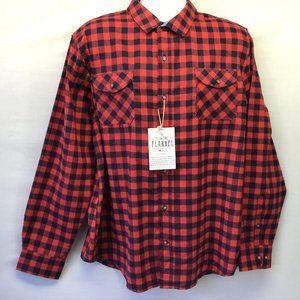NWT Tallwoods Fillmore Flannel Men's Red Black Flannel Shirt Long Sleeve Pockets